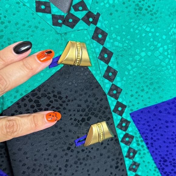 VTG RICHARD WARREN SILK BLAZER JACKET 80s 90s ARTSY RETRO BOLD BOHO STATEMENT 6 - Picture 3 of 5